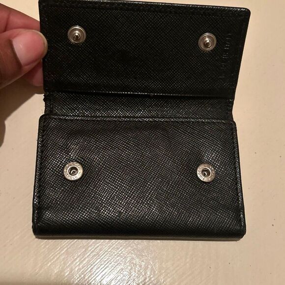Prada Trifold Key Holder Card Wallet Black Leather Keycase Minimalist Luxury - Picture 4 of 13
